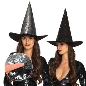 Hoed Witch switch 3 colour combinations ass. (reversible sequins)