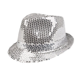 St. Hoed Popstar sequins zilver