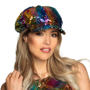 Pc. Cap Rainbow switch (reversible sequins rainbow/silver)