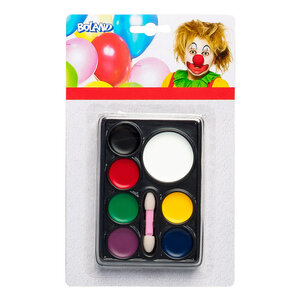 Set Palet Clown schmink (7 potjes en applicator)