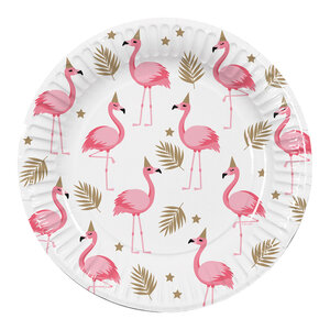 Set 10 Paper Plates Flamingo (23 cm)