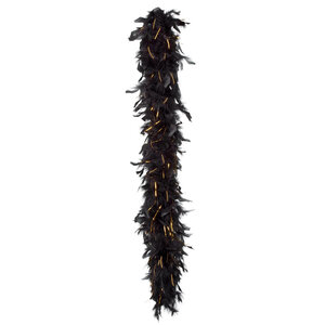 St. Boa 50 g Glamour zwart met gouden tinsel (180 cm)