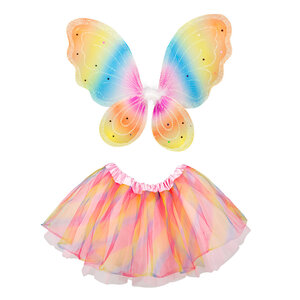 Set Regenboogfee (vleugels en tutu)