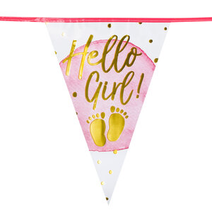 Folievlaggenlijn 'Hello girl!' (30 x 20 cm, 6 m)