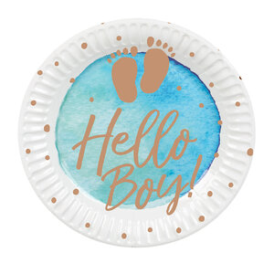 Set 10 Paper plates 'Hello Boy!' (23 cm)