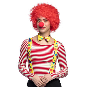 St. Pruik Clown Frizzy rood