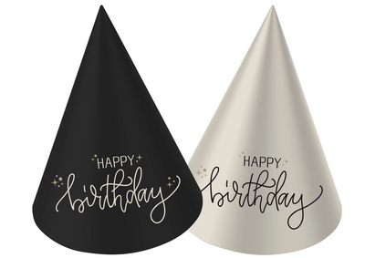 Mini Feesthoedjes - Crème Noir - 10 cm - 6 stuks