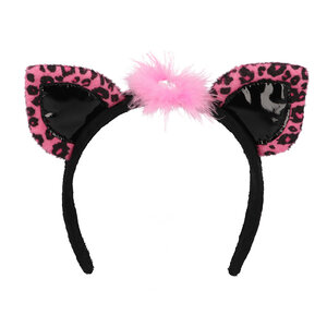 Set Pink leopard (Diadeem, choker, 2 armbanden, staart)