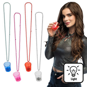 LED necklace Shot glass 4 colours ass.