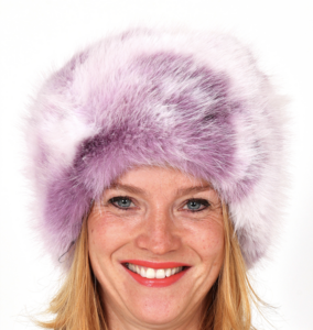 Bontmuts luxe paars/wit