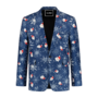 Men's blazer blue Santa snowflakes