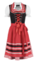 Dirndl zwart-wit stip, rood-wit geruit