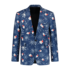 Men's blazer blue Santa snowflakes_