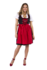 Dirndl zwart-rood rozen, ruches_