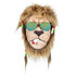 St. Latex gezichtsmasker Rasta lion met haar en bril_