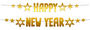 Letterslinger 'Happy New Year' - BlackGold HNY -  150 x 14 cm - 2 stuks_