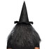 Latex hoofdmasker Heks Lucinda met haar en heksenhoed_